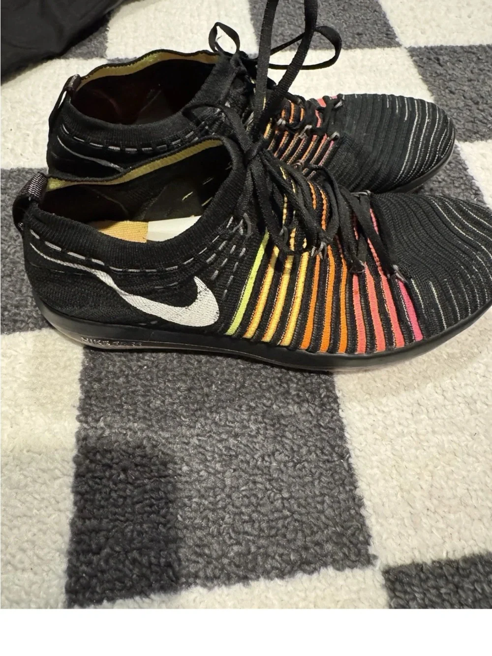 Nike Black Knit Sneakers with Orange-Yellow Gradient Insole - Picture 2 of 8